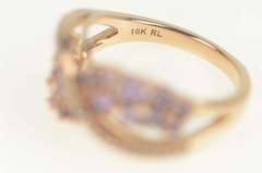 10K Rose Gold Amethyst Diamond Wavy Criss Cross Ring