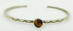 Signed Navajo Nickel Silver & Tiger Eye Cuff