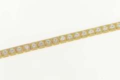 14K Yellow Gold Classic Squared Round Cut CZ Tennis Bracelet
