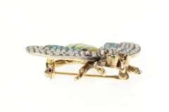 14K Yellow Gold Victorian Diamond Enamel Seed Pearl Fly Pin/Brooch
