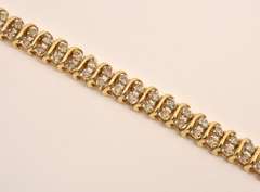 S Link Bracelet with 2 Rows of Diamonds