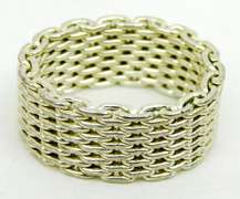Wide Sterling Woven Mesh Ring, Size 7