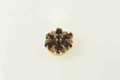 14K Yellow Gold Marquise Garnet Flower Slide Bracelet Charm/Pendant
