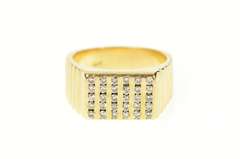 14K Yellow Gold 0.60 Ctw Men's Squared Diamond Striped Ring