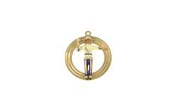 14K Yellow Gold Ornate Enamel Crossing Guard Charm/Pendant