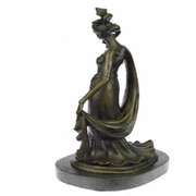 1920 Style Girl Holding a Mask Bronze Sculpture