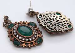 Stylish Green & White Dangle Earrings