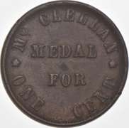 1863 Medal For One Cent Civil War Token 93/394