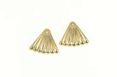 14K Yellow Gold Scalloped Fanned Grooved Stud Enhancer Earrings