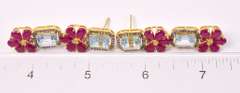 Ravishing 95.00CTW Rubies & Blue Topaz with 1.50CTW Diamond Necklace & Earrings Set in Gold Plated Sterling Silver