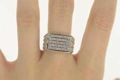14K White Gold 0.66 Ctw Pave Diamond Squared Men's Ring