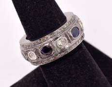 Captivating 0.85CTW Diamond & Sapphire Ring in Sterling Silver