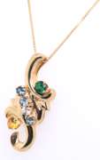 Fancy Yellow Gold Multi Gemstone Pendant on Chain