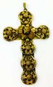 Ornate Vintage Large Brass Filigree Cross
