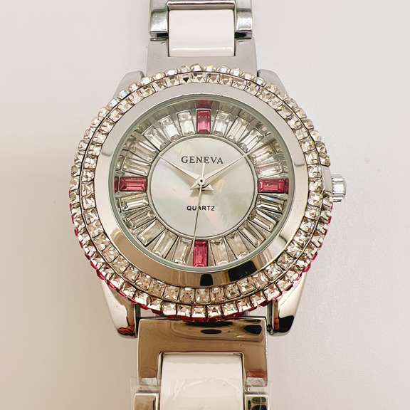 Beautiful Ceramic Geneva Watch with Stones
