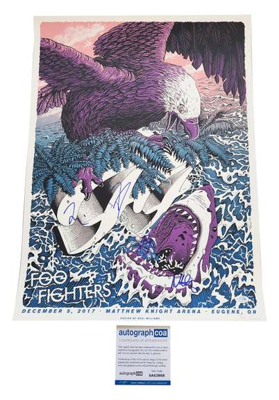 Foo Fighters Autographed Signed Eugene, OR 18x24 Poster ACOA