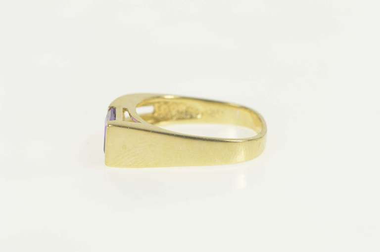 14K Yellow Gold Princess Amethyst Diamond Accent Statement Ring