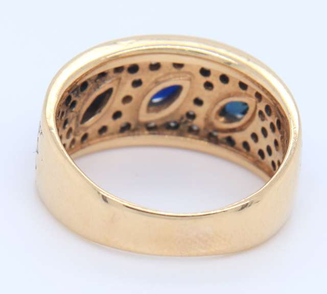 14kt Yellow Gold Blue Sapphire and Diamond Band