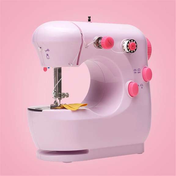 Pink Mini Electric Desktop Sewing Machine 2 Speeds