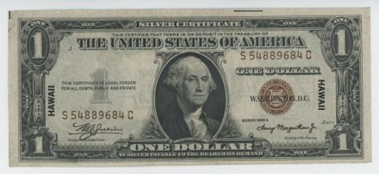 Choice Crisp Uncirculated 1935-A Series $1 Hawaii Silver Cert