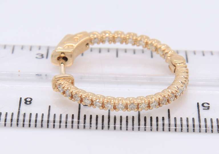Brilliant Yellow Gold Diamond in out Hoop Earrings