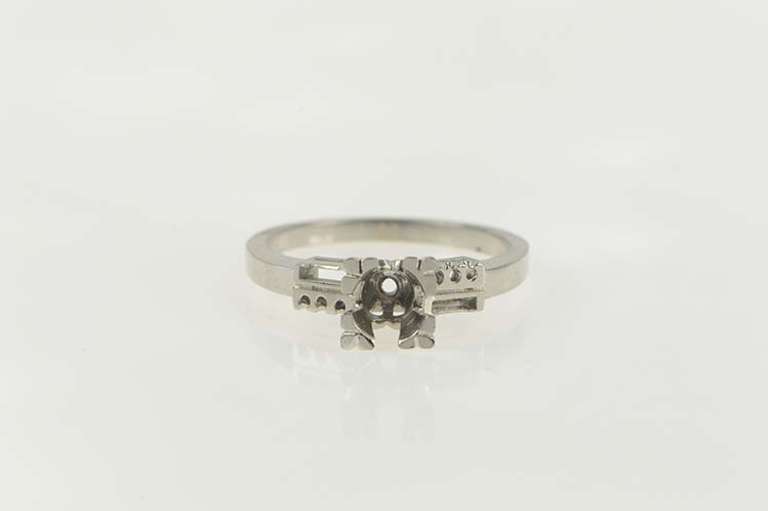 14K White Gold Vintage NOS 1950's 4.6mm Engagement Setting Ring