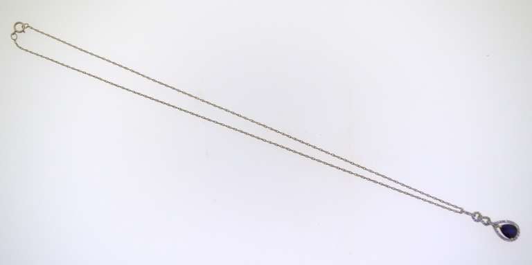 Sterling Silver Pear Shape Sapphire Necklace