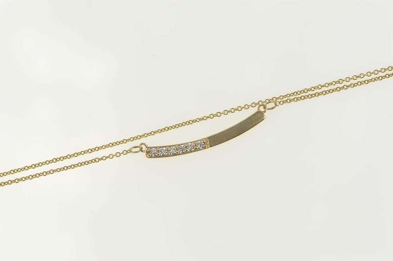 14K Yellow Gold 0.15 Ctw Diamond Curved Bar Statement Necklace