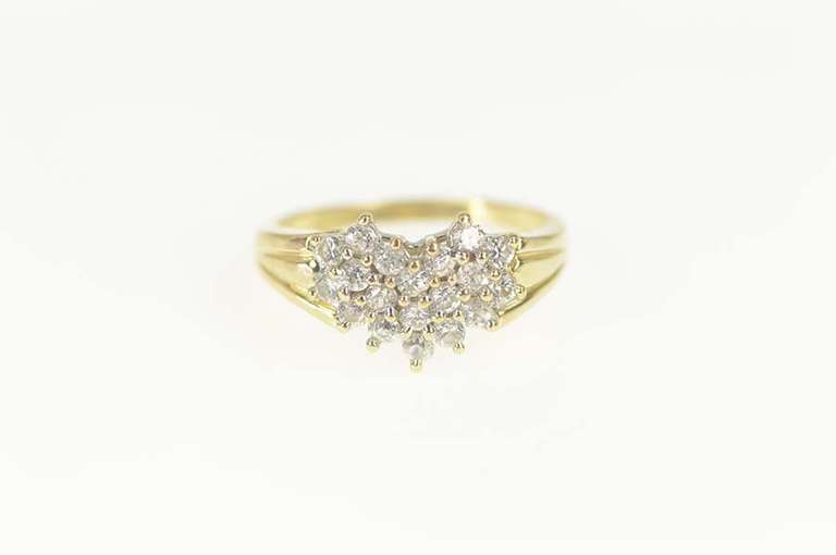 10K Yellow Gold Heart Cluster Love Symbol Statement Ring