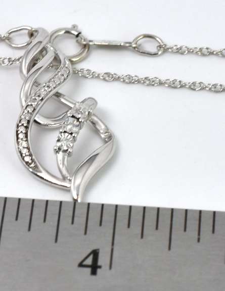 Sterling Silver Pendant With 3 Diamond Accents
