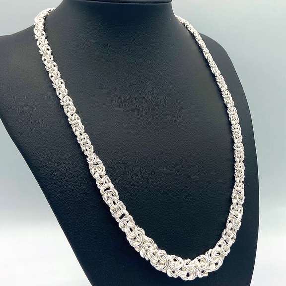 Statement Hand-Made Silver Byzantine Chain Necklace