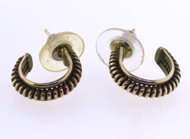 Sterling Silver Half A Moon Hoop Earrings