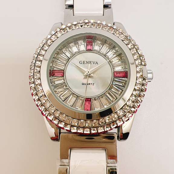 Beautiful Ceramic Geneva Watch with Stones