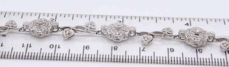 Romantic 14kt WG Diamond Accent Flower & Vine Bracelet