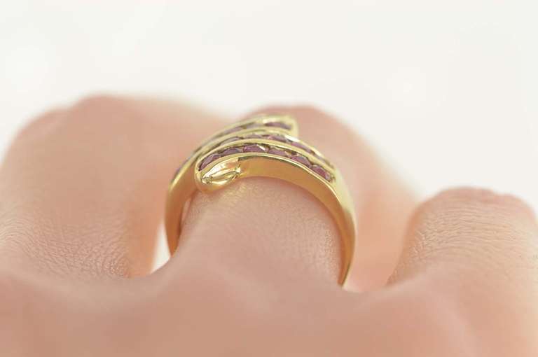 14K Yellow Gold 2.00 Ctw Natural Ruby Tiered Channel Bypass Ring