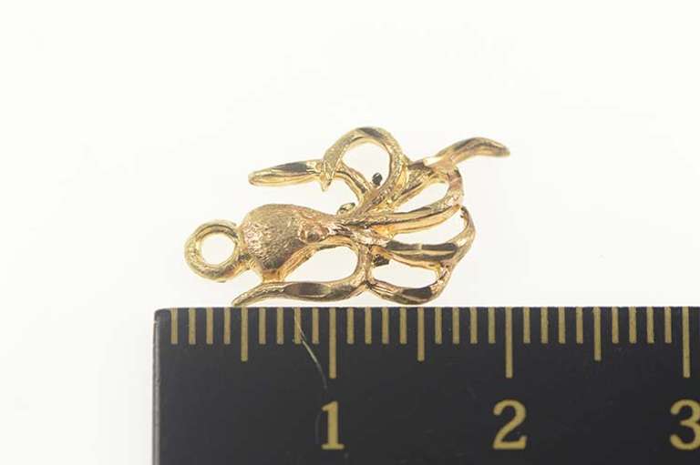 14K Yellow Gold Squid Octopus Ocean Animal Sea Marine Life Pendant