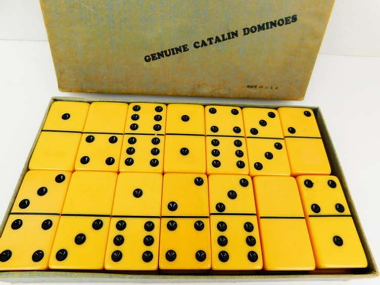 Set of Vintage Catalin Dominoes with Box