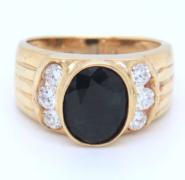 Favorite Yellow Gold Blue Sapphire and Diamond Ring