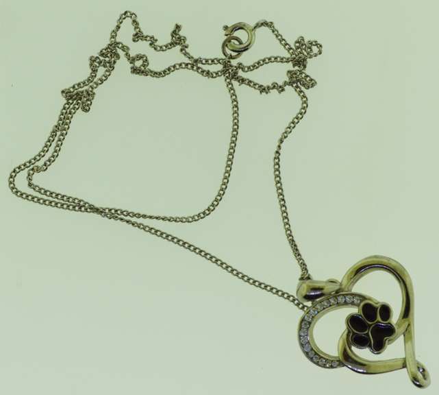 Sterling Silver Paw Heart Necklace