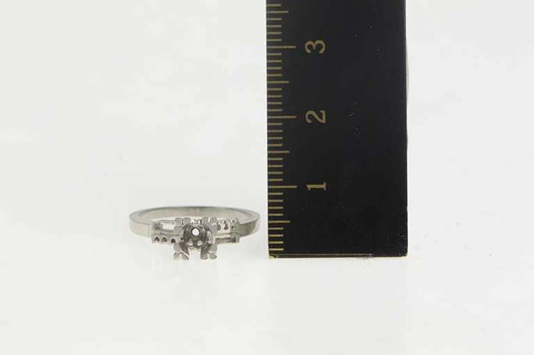 14K White Gold Vintage NOS 1950's 4.6mm Engagement Setting Ring