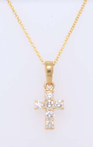 Dazzling Yellow Gold Diamond Cross Pendant on Chain