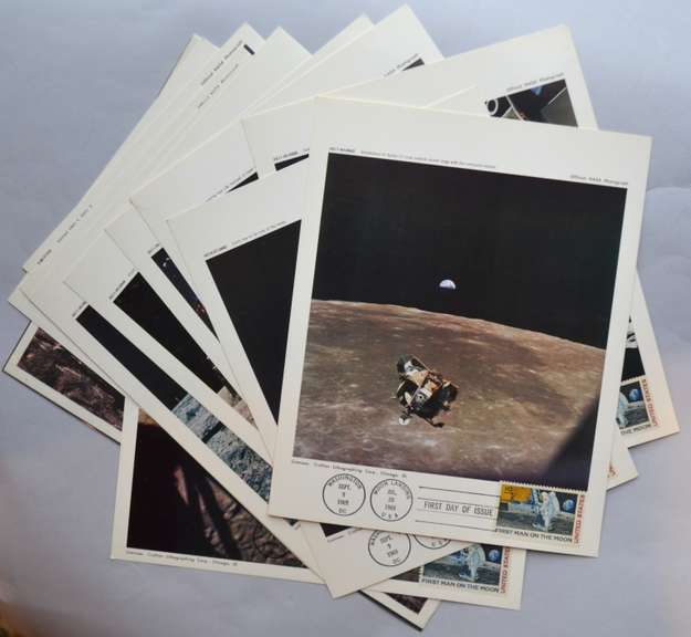 Set of 12 Nasa Official Moon Landing First Day of Issue Photos