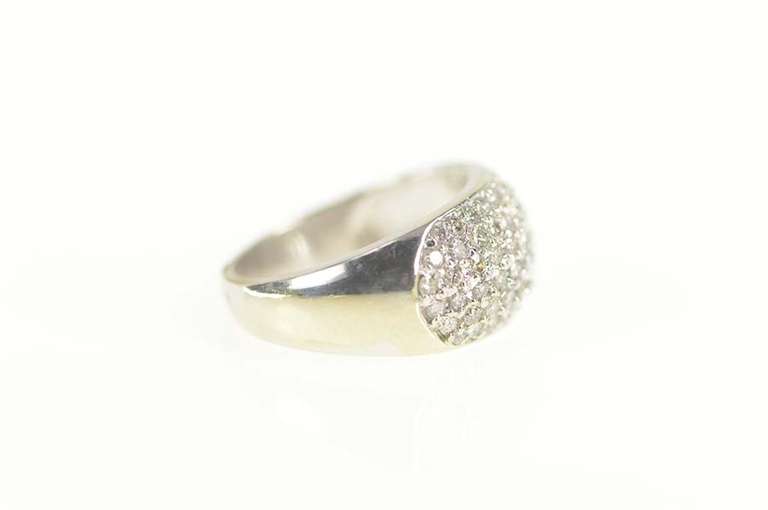 14K White Gold 1.30 Ctw Pave Diamond Rounded Band Ring