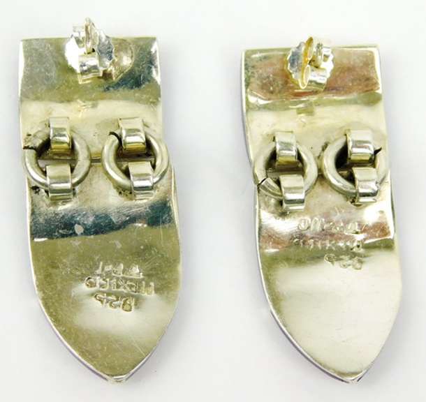 Vintage Mexican Sterling & Purple Jade Earrings