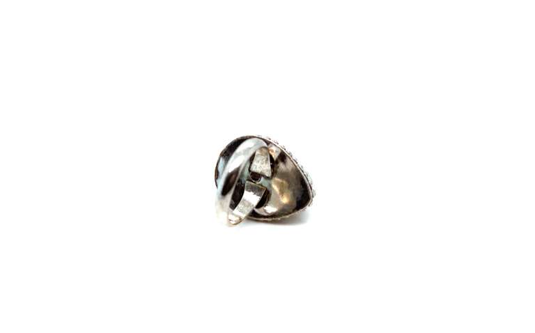 Tear-Drop Amethyst Stone in Tibetan Silver Ring