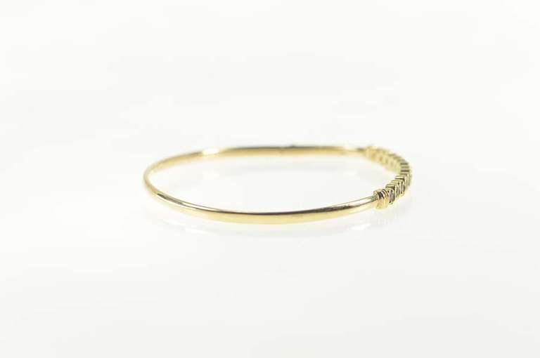 10K Yellow Gold Wavy Tanzanite Oval Statement Bangle Bracelet