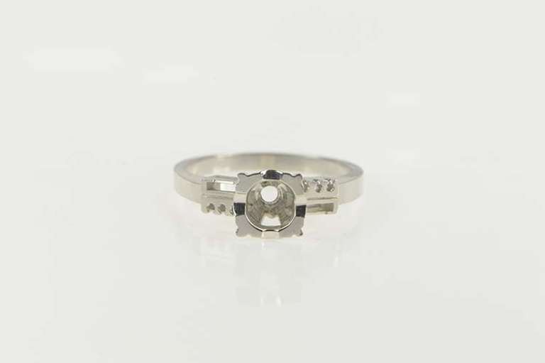 14K White Gold Vintage NOS 1950's 4.5mm Engagement Setting Ring
