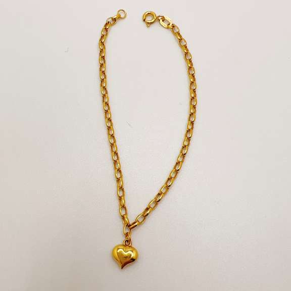 14kt Solid Yellow Gold Heart Bracelet