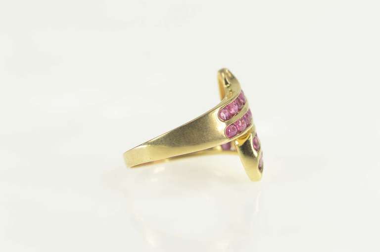 14K Yellow Gold 2.00 Ctw Natural Ruby Tiered Channel Bypass Ring