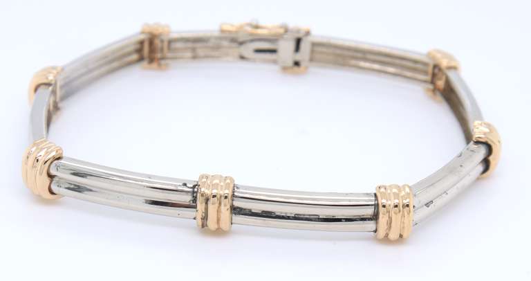 Gorgeous Two Tone Gold Station Bracelet